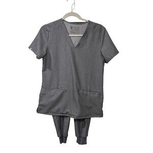 Figs Technical Collection XS Top XXS Zamora Joggers Charcoal Gray Scrub Grapite